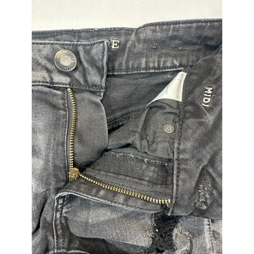 American Eagle Super Stretch Distressed Black Denim Shorts Womens Size 4 Frayed - Picture 9 of 14